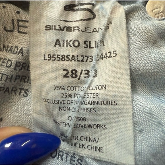🔥 SILVER JEANS Aiko Slim Low-Rise Jeans Size 28 👖 - Picture 8 of 14